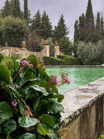 Vasca esterna nel giardino del castello
